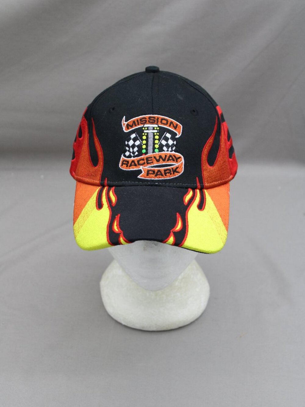 Car Racing Hat - Mission Raceway Park Flames Graphic - Adult Strapback